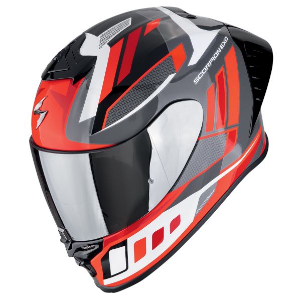Scorpion Exo R1 Evo II Air Vital Grey White Red + Kit Bluetooth 5S Solo