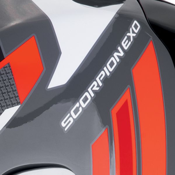 Scorpion Exo R1 Evo II Air Vital Grey White Red + Kit Bluetooth 5S Solo