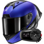 Casque Integral Shark Aeron GP Blank SP Carbon Blue Anthracite + Kit Bluetooth 5S Solo