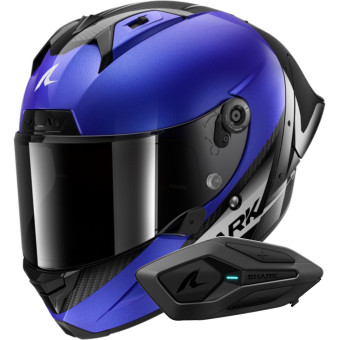 Casque Integral Shark Aeron GP Blank SP Carbon Blue Anthracite + Kit Bluetooth Sena for Shark Casque Integral Shark Aeron GP Blank SP Carbon Blue Anthracite + Kit Bluetooth Sena for Shark