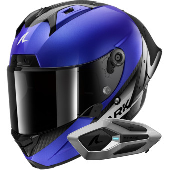 Casque Integral Shark Aeron GP Blank SP Carbon Blue Anthracite + Kit Bluetooth Sena Mesh Casque Integral Shark Aeron GP Blank SP Carbon Blue Anthracite + Kit Bluetooth Sena Mesh