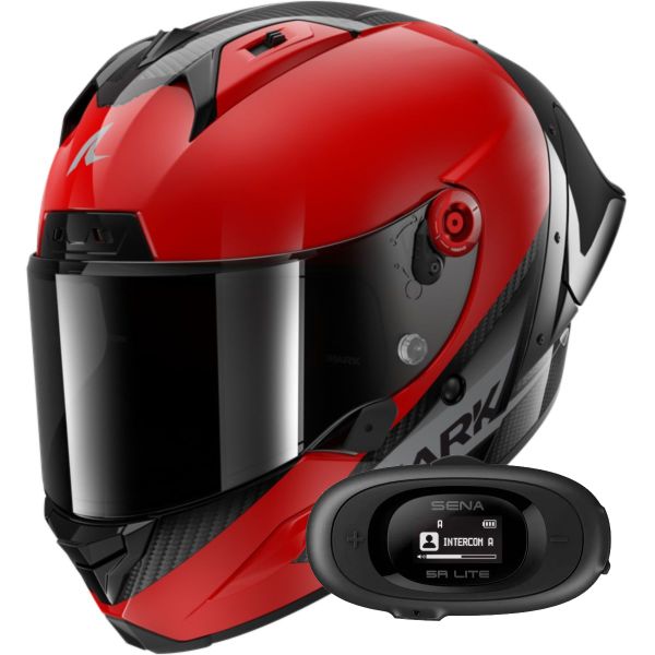 Integral Shark Aeron GP Blank SP Carbon Red Anthracite + Kit bluetooth 5R Lite Solo