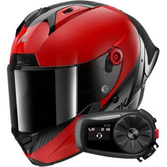 Casque Integral Shark Aeron GP Blank SP Carbon Red Anthracite + Kit Bluetooth 5S Solo Casque Integral Shark Aeron GP Blank SP Carbon Red Anthracite + Kit Bluetooth 5S Solo