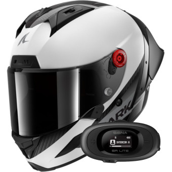 Casque Integral Shark Aeron GP Blank SP Carbon White Anthracite + Kit bluetooth 5R Lite Solo Casque Integral Shark Aeron GP Blank SP Carbon White Anthracite + Kit bluetooth 5R Lite Solo