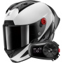 Casque Integral Shark Aeron GP Blank SP Carbon White Anthracite + Kit Bluetooth 5S Solo