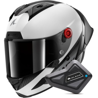 Casque Integral Shark Aeron GP Blank SP Carbon White Anthracite + Kit Bluetooth BT Mini Casque Integral Shark Aeron GP Blank SP Carbon White Anthracite + Kit Bluetooth BT Mini