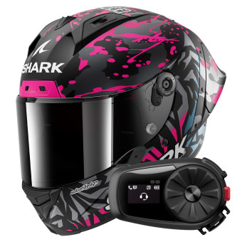 Casque Integral Shark Aeron GP FIM 2 Racing Replica Redding Mat KVB + Kit Bluetooth 5S Solo