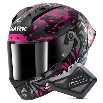 Casque Integral Shark Aeron GP FIM 2 Racing Replica Redding Mat KVB + Kit Bluetooth BT Mini Casque Integral Shark Aeron GP FIM 2 Racing Replica Redding Mat KVB + Kit Bluetooth BT Mini