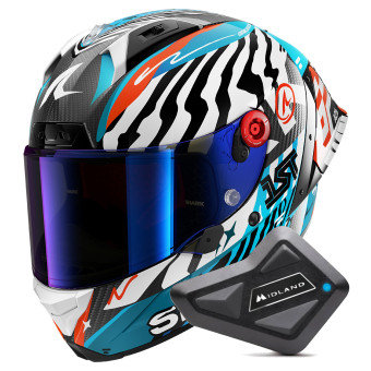 Casque Integral Shark Aeron GP FIM 2 Racing Speed-Fancy DWB + Kit Bluetooth BT Mini Casque Integral Shark Aeron GP FIM 2 Racing Speed-Fancy DWB + Kit Bluetooth BT Mini