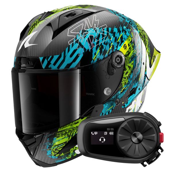 Integral Shark Aeron GP FIM 2 Racing Speed-Vib DBG + Kit Bluetooth 5S Solo