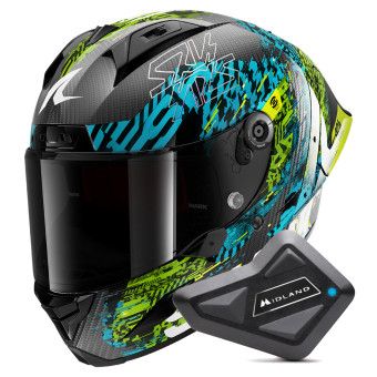Casque Integral Shark Aeron GP FIM 2 Racing Speed-Vib DBG + Kit Bluetooth BT Mini Casque Integral Shark Aeron GP FIM 2 Racing Speed-Vib DBG + Kit Bluetooth BT Mini