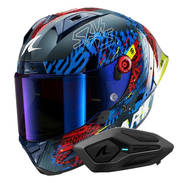 Integral Shark Aeron GP FIM 2 Racing Speed-Vib DBR + Kit Bluetooth Sena for Shark Solo