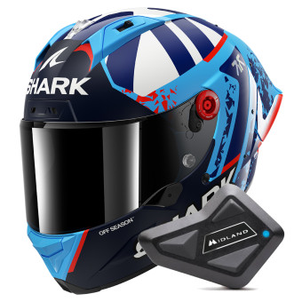 Casque Integral Shark Aeron GP Fim Racing Replica Raul Fernandez BBW + Kit Bluetooth BT Mini Casque Integral Shark Aeron GP Fim Racing Replica Raul Fernandez BBW + Kit Bluetooth BT Mini