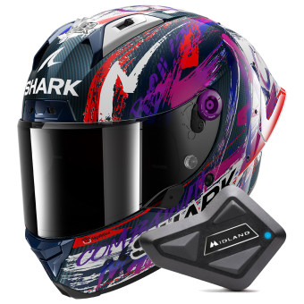 Casque Integral Shark Aeron GP Fim Racing Replica Zarco Signature Carbon DWV + Kit Bluetooth B Casque Integral Shark Aeron GP Fim Racing Replica Zarco Signature Carbon DWV + Kit Bluetooth B