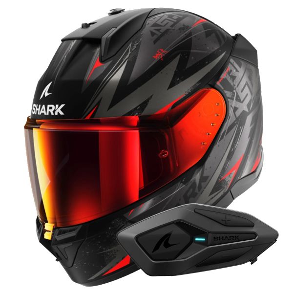 Integral Shark D-Skwal 3 Blast-R Mat KAR + Kit Bluetooth Sena for Shark Solo