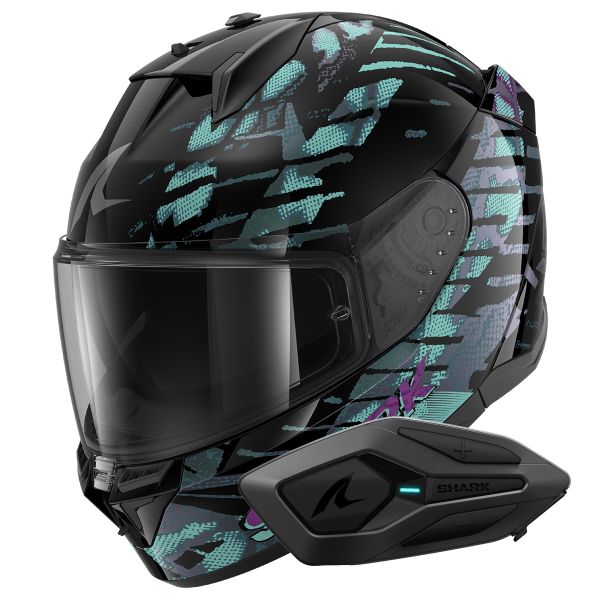 Integral Shark D-Skwal 3 Reptaia Mat KXK + Kit Bluetooth Sena for Shark Solo
