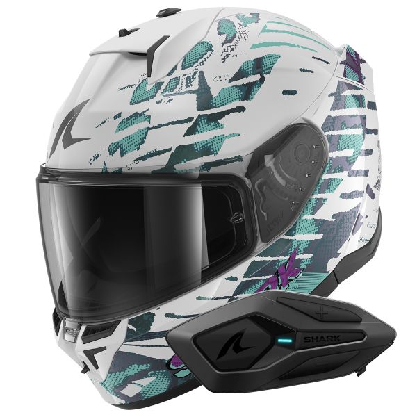 Integral Shark D-Skwal 3 Reptaia WXW + Kit Bluetooth Sena for Shark Solo
