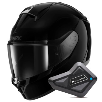 Integral Shark Ridill 2 Blank BLK + Kit Bluetooth BT Mini