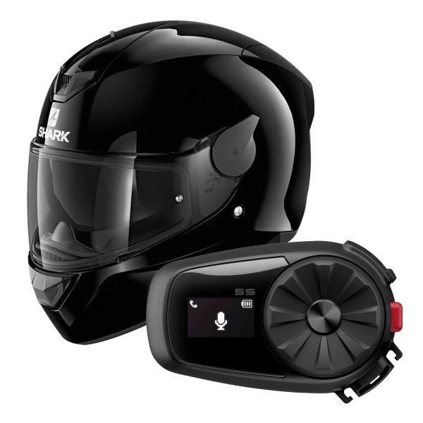 Integral Shark Skwal 2.2 Blank BLK + Kit Bluetooth Sena 5S Solo