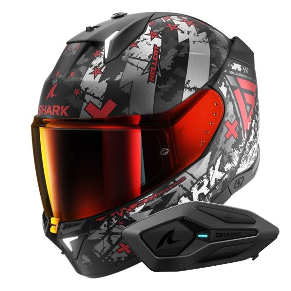 Integral Shark Skwal i3 Hellcat Mat KUR + Kit Bluetooth Sena for Shark Solo