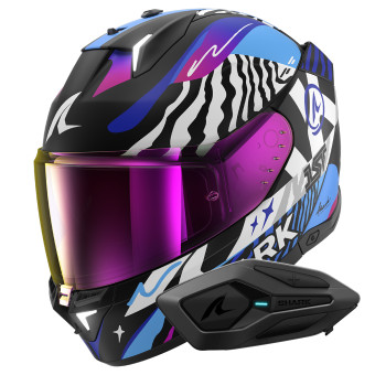 Integral Shark Skwal i3 Speed-Fancy KWB + Kit Bluetooth Sena for Shark Solo