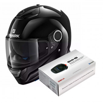 Integral Shark Spartan 1.2 Blank BLK + Kit Bluetooth Sena SMH5