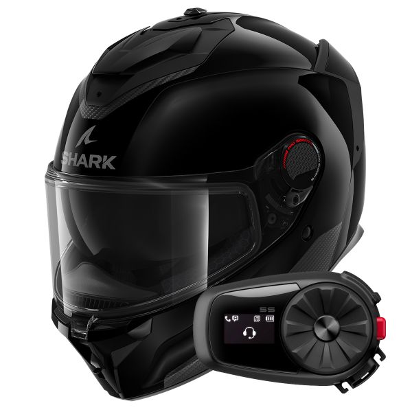 Integral Shark Spartan GT Pro Blank BLK + Kit Bluetooth 5S Solo