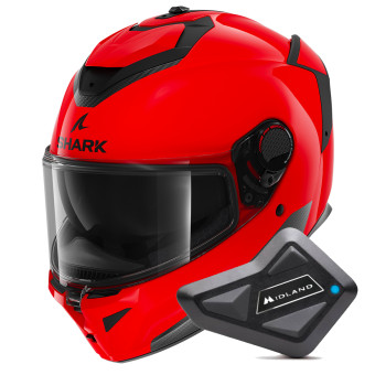 Integral Shark Spartan GT Pro Blank RED + Kit Bluetooth BT Mini