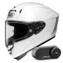 Casque Integral Shoei X-SPR Pro White + Bluetooth-Kit Lokui K30