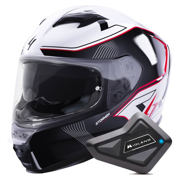 Integral Stormer ZS 1001 Taken White Red Pearly + Kit Bluetooth BT Mini