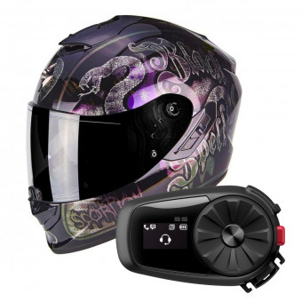Integral Scorpion Exo 1400 Air Blackspell Chameleon Black + Kit Bluetooth Sena 5S Solo