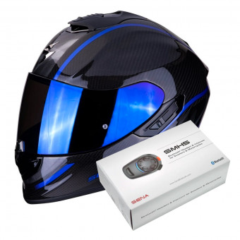Integral Scorpion Exo 1400 Air Carbon Grand Blue + Kit Bluetooth Sena SMH5