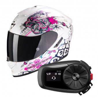 Integral Scorpion Exo 1400 Air Toa White Pink + Kit Bluetooth Sena 5S Solo
