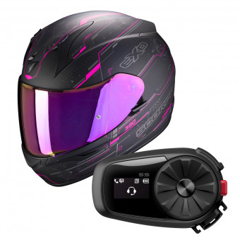 Integral Scorpion Exo 390 Beat Matt Black Pink + Kit Bluetooth Sena 5S Solo