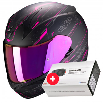 Integral Scorpion Exo 390 Beat Matt Black Pink + Kit Bluetooth Sena SMH5