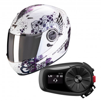 Integral Scorpion Exo 490 Divina White Chameleon + Kit Bluetooth Sena 5S Solo
