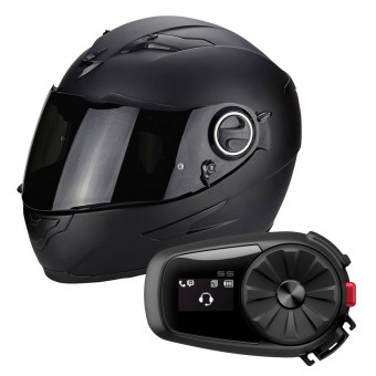 Integral Scorpion Exo 490 Matt Black + Kit Bluetooth Sena 5S Solo