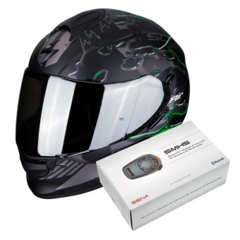 Integral Scorpion Exo 510 Air Likid Matt Black Green + Kit Bluetooth Sena SMH5