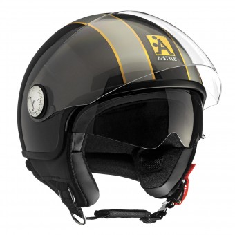 Casque Jet Astyle A-Style Double Visor Black Grey Casque Jet Astyle A-Style Double Visor Black Grey