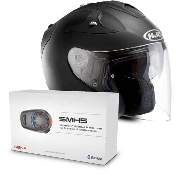 Jet HJC FG-Jet Schwarz Matt + Sena SMH5 Bluetooth Kit