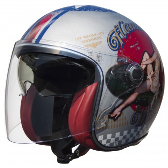 Casque Jet Premier Vangarde Pinup Old Style Silver Casque Jet Premier Vangarde Pinup Old Style Silver