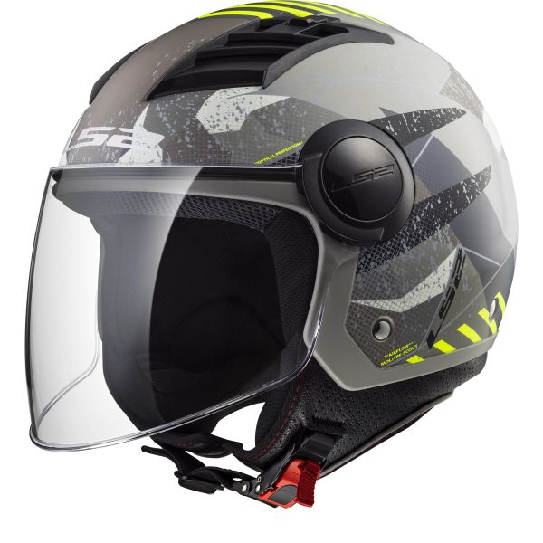 Jet LS2 Airflow L Camo Matt Titanium Yellow Long OF562