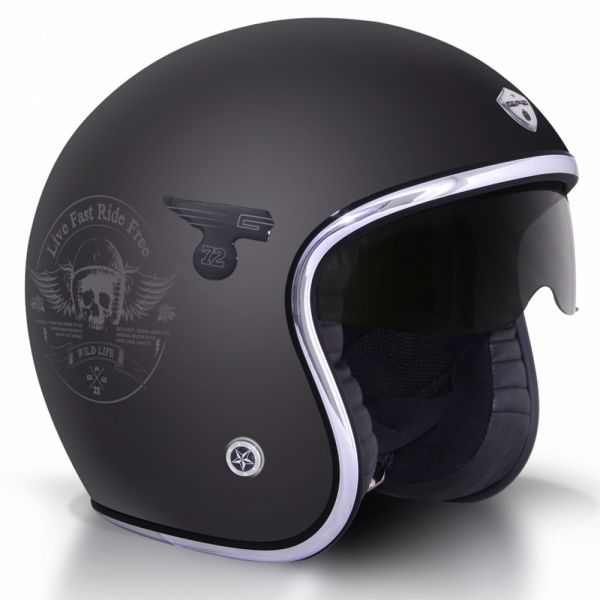 Jet GPA Carbon Solar Skull Schwarz Matt