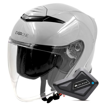Jet Everone RX31-Jet Grey Nardo + Kit Bluetooth BT Mini