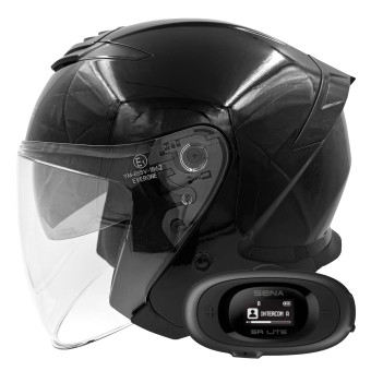 Jet Everone RX31-Jet Shiny Black + Kit bluetooth 5R Lite