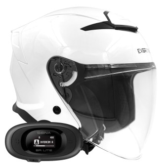 Casque Jet Everone RX31-Jet Shiny White + Kit bluetooth 5R Lite Casque Jet Everone RX31-Jet Shiny White + Kit bluetooth 5R Lite