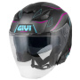 Casque Jet Givi X31 Impact Matt Black Dark Titanium Fuchsia Blue