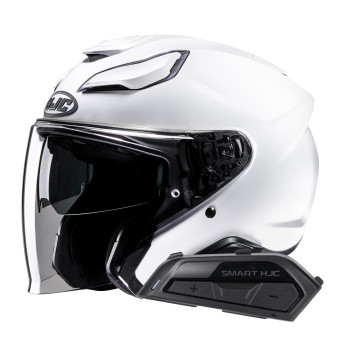 Jet HJC F31 Pearl White + Kit Bluetooth Smart 21B Flat Black