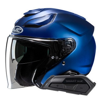 Jet HJC F31 Semi Flat Metallic Blue + Kit Bluetooth Smart 21B Flat Black