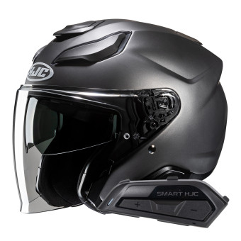 Jet HJC F31 Semi Flat Titanium + Kit Bluetooth Smart 21B Flat Black